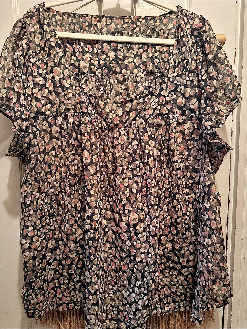 Jessica Simpson Floral Blouse in Black & Pink 2x